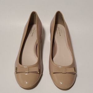 Cole Haan nude block heel bow heels